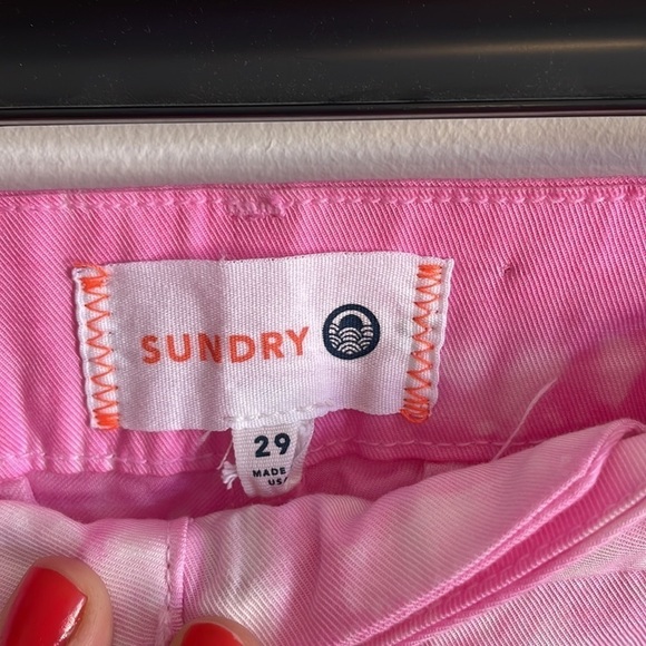 Sundry Tie Dye Roll Up Trouser Pants Pink White Cuffed 29 Chino Hippie Casual - Picture 5 of 14